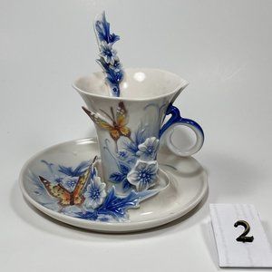Franz Collection Eternal Love Forever Butterfly Wedding Teacup Saucer Spoon